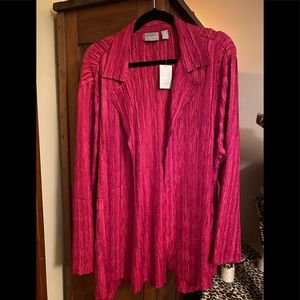 Burgundy Red Chicos Brand -Travelers Collection
 No Button Styled Open Jacket -4
